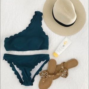 Scalloped One Shoulder Bikini